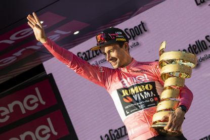 Primox Roglic with Giro d'Italia trophy