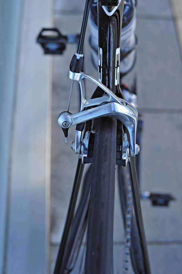 The wishbone-style seat stays on the Cervelo S3 have an impressively slender profile.