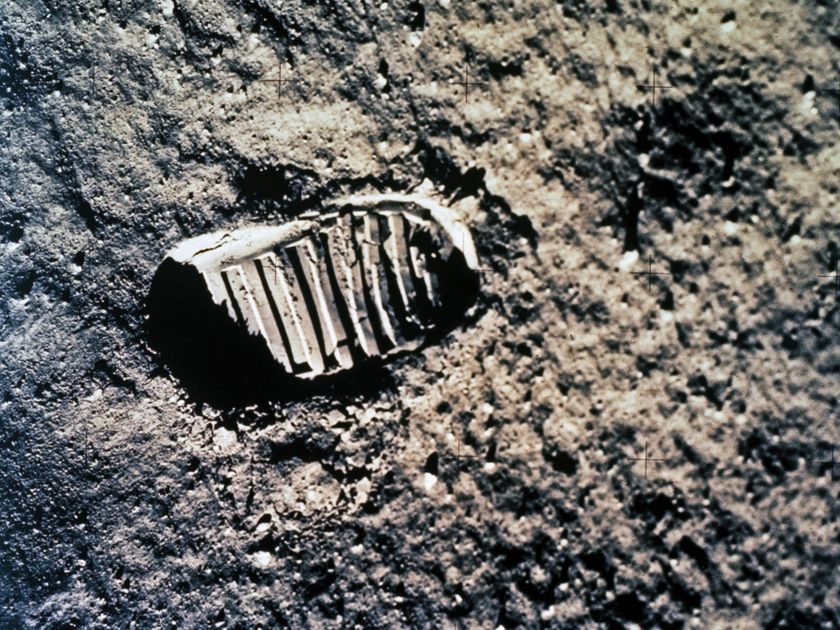 A footprint left on the moon during NASA&#039;s Apollo program.