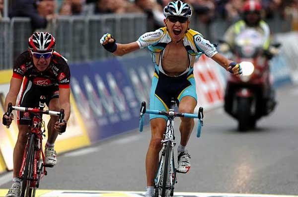 Janez Brajkovic (Astana) won the sprint for second and celebrated like he had won the race.