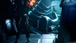 Cloud approaches Sephiroth in the Jenova room in Final Fantasy 7 Rebirth during the prologue