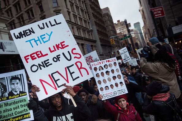 Ferguson protestors participating in a march 