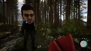 A screenshot of Kelvin in Sons of the Forest with big head mode enabled.