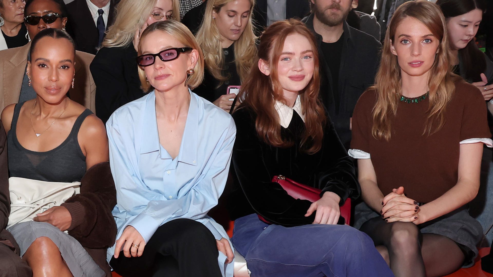Kerry Washington, Carey Mulligan, Sadie Sink, and Maya Hawke at Milan Fashion Week