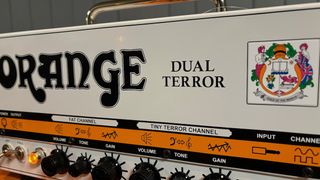 Close up of Orange Dual Terror front panel