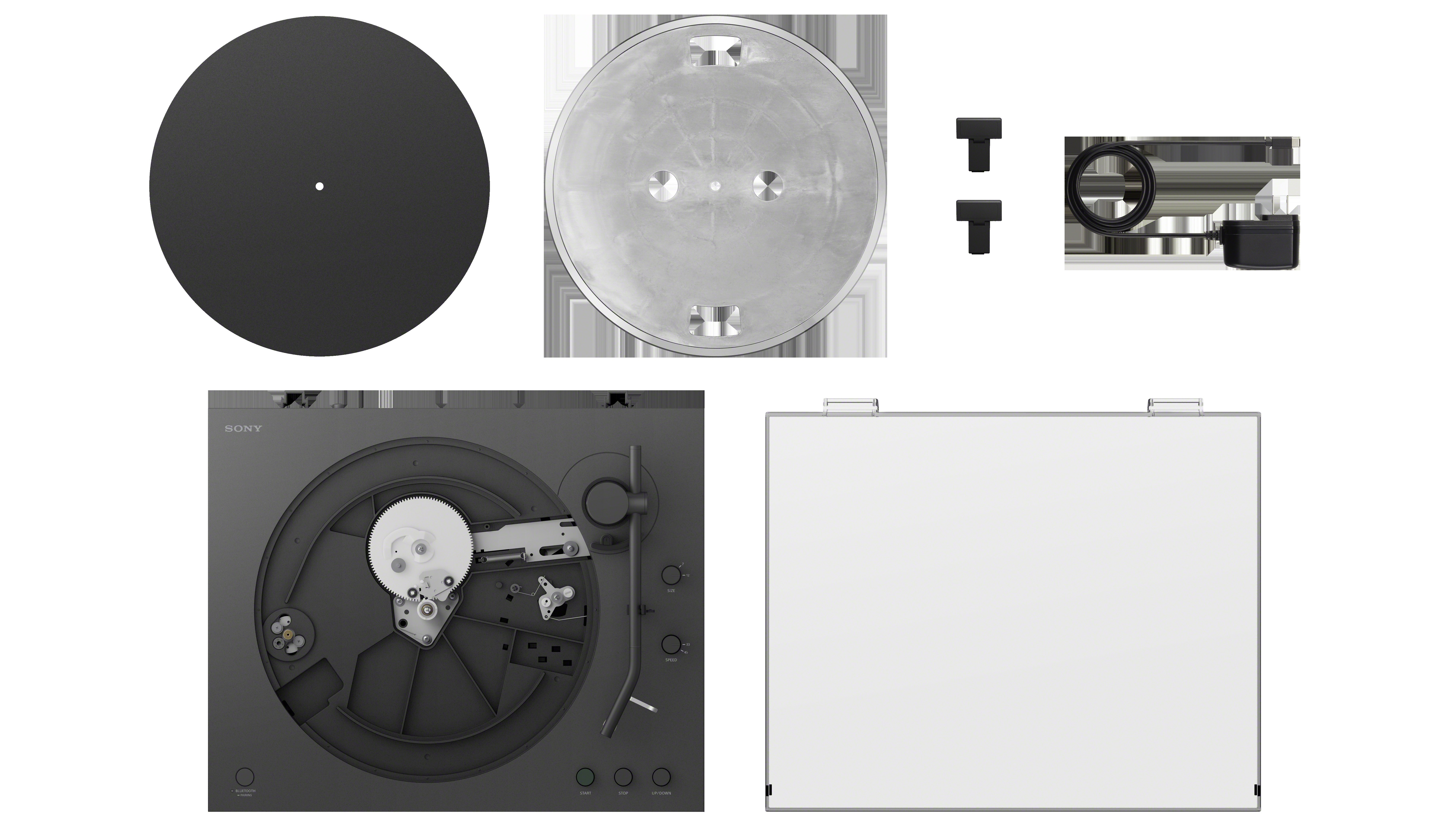 All the components to the Sony PS-LX3BT turntable laid out