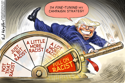Political Cartoon U.S. Trump racism 2020 campaign