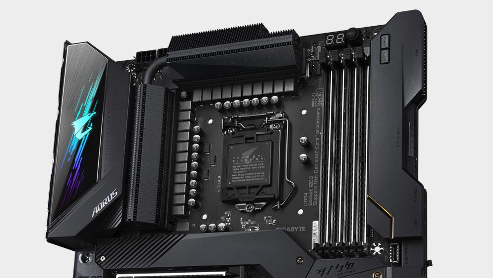 Gigabyte Aorus Z590 motherboard with focus on socket