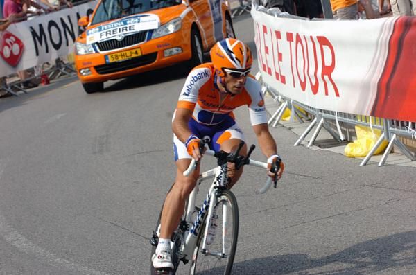 2008 green jersey winner Oscar Freire (Rabobank) time trials in Monaco.