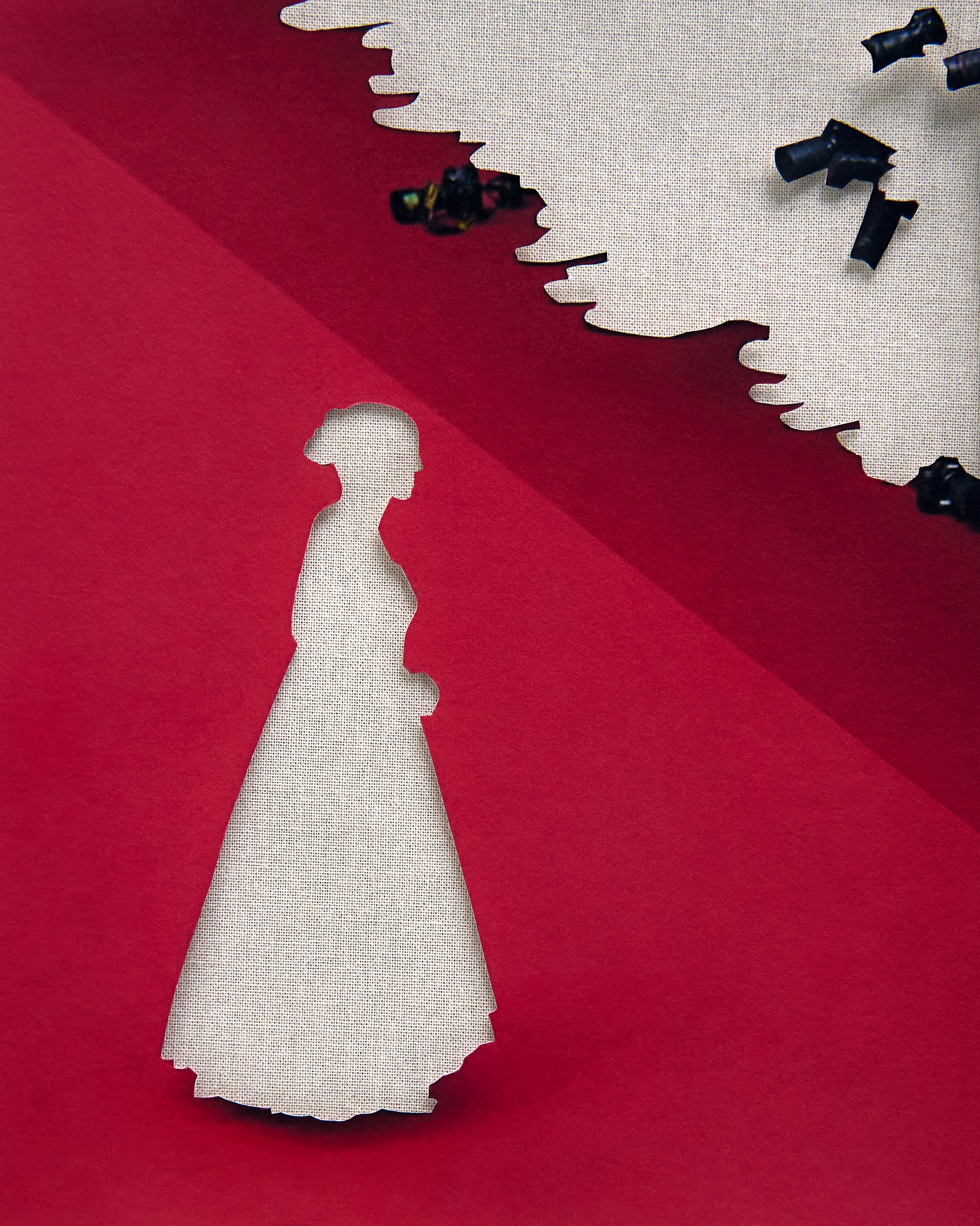 Photos of the red carpet at Cannes with the stars and photographers cut out to leave a blank space