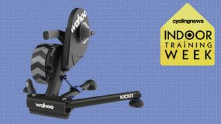 Image of Wahoo Kickr turbo trainer, overlaid with Cyclingnews indoor training week badge