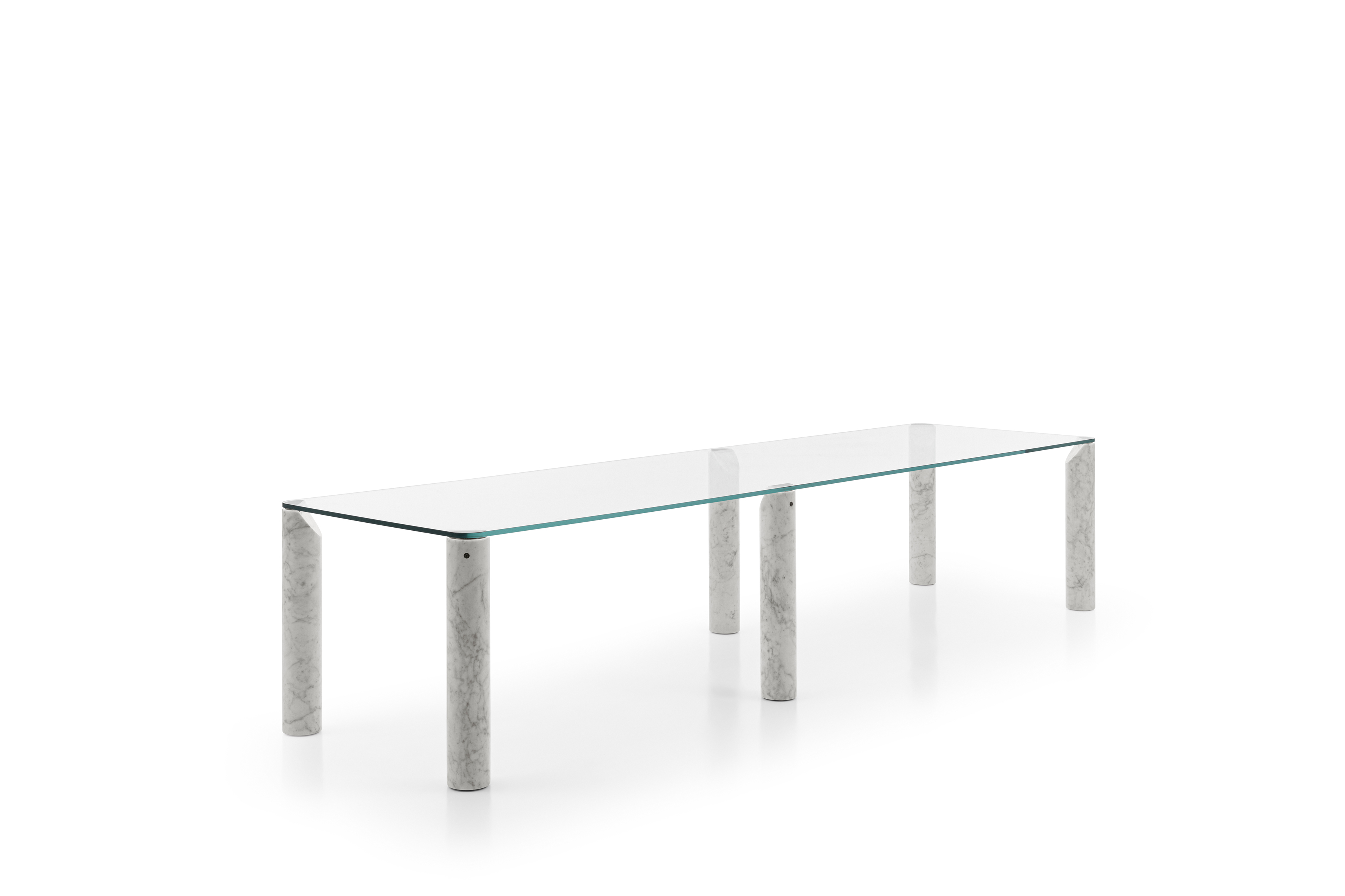 Milan Design Week B&B Italia Isos dining table with glass top and marble legs