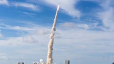 Intelsat 39 being launched from French Guiana aboard an Ariane 5 rocket in 2019.