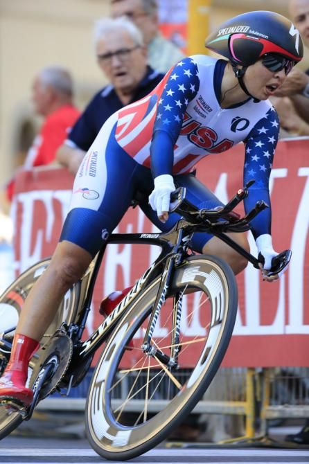 Carmen Small (USA) held the hot seat and ultimately earned the bronze medal in the women's individial time trial world championship
