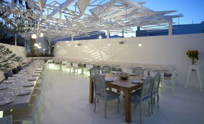 A view of the restaurant tables