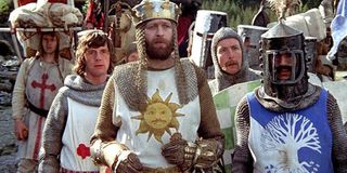 Michael Palin, Graham Chapman, Eric Idle and Terry Jones in Monty Python and the Holy Grail