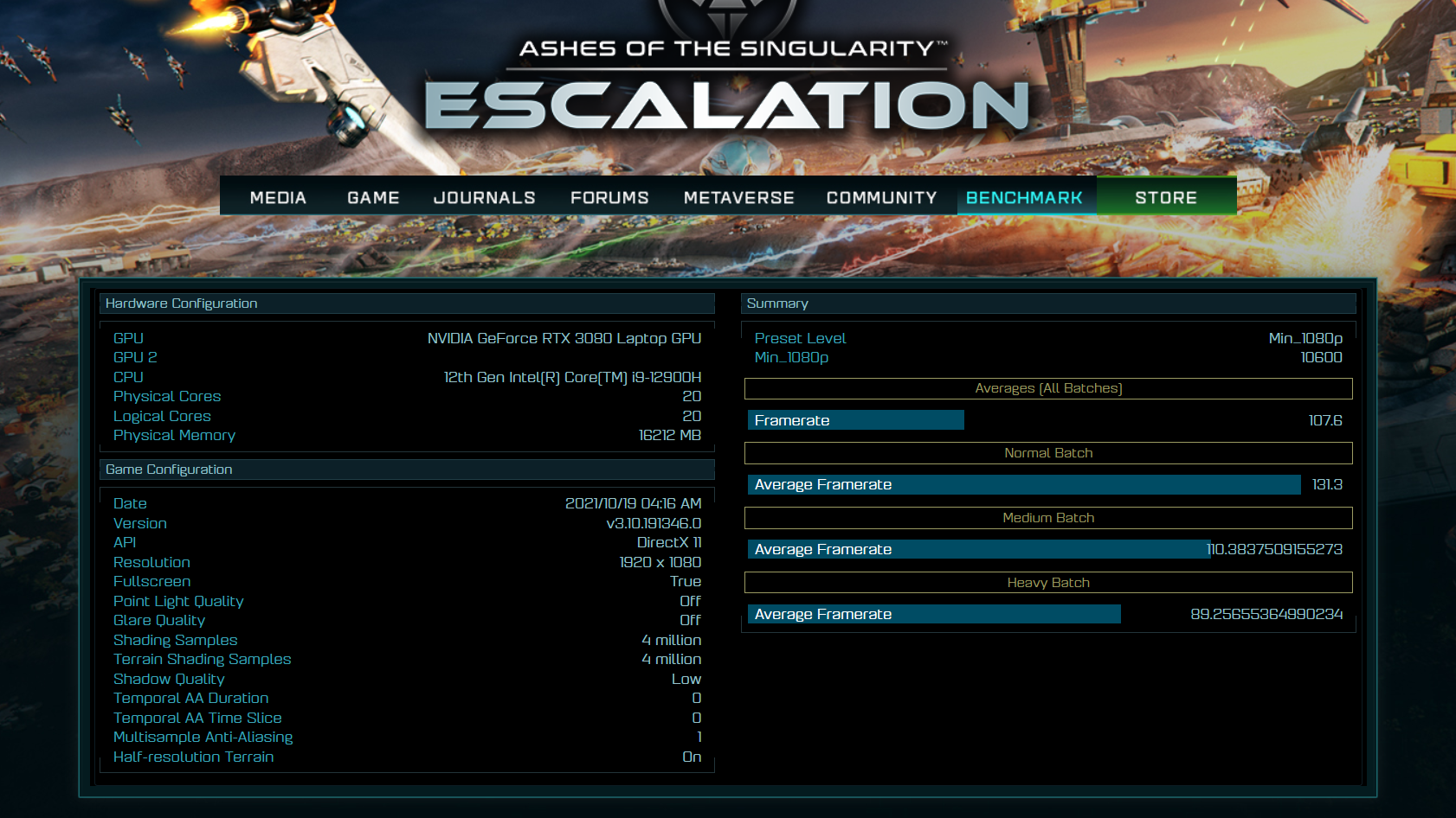 Core i9-12900H AoTS Benchmark