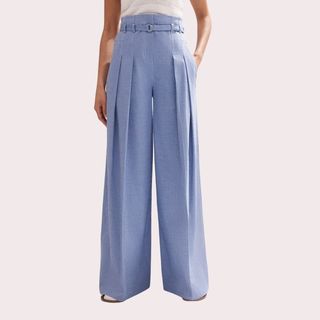 flay lay of cropped woman in trousers