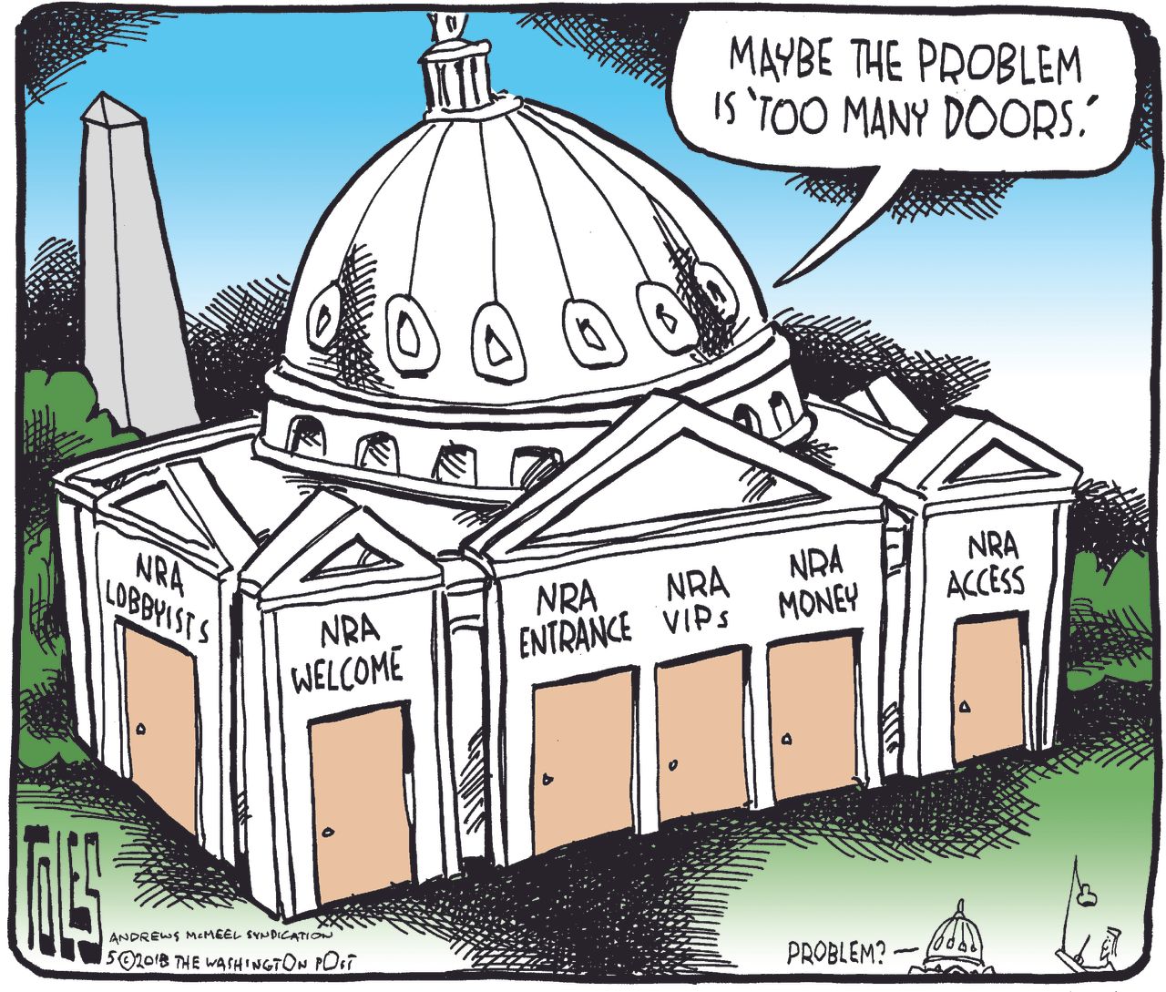 Political cartoon U.S. NRA school shootings congress