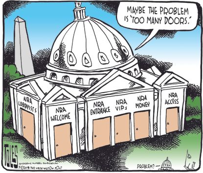 Political cartoon U.S. NRA school shootings congress