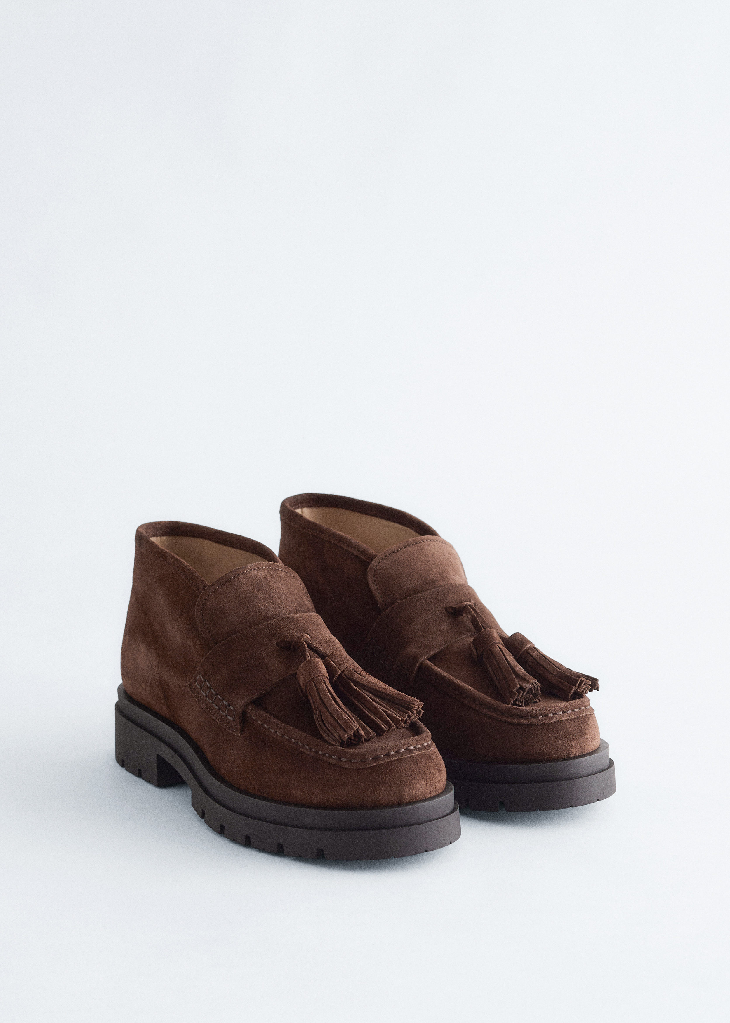 Tasseled Suede Ankle Loafers
