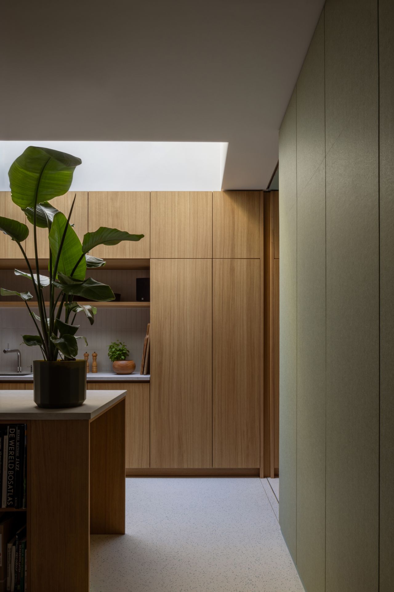 Interior details of the new oak joinery in the refurbished house