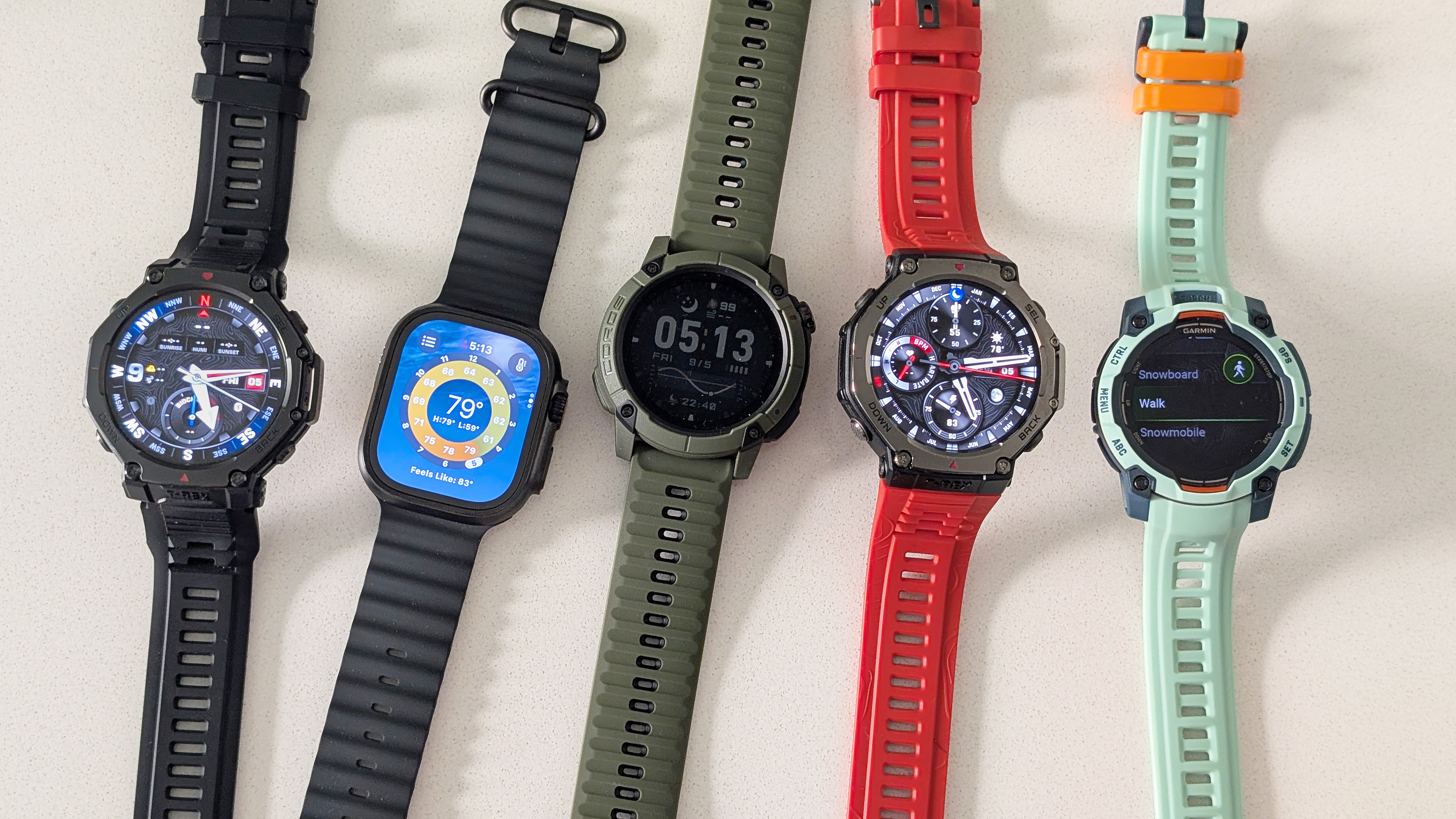 Close-up of the Amazfit T-Rex 3 Pro rugged smartwatch