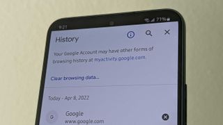 The History tab in Chrome on Android