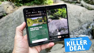 Pixel Fold opened with badge nearby.