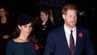 london, united kingdom november 11 embargoed for publication in uk newspapers until 24 hours after create date and time meghan, duchess of sussex and prince harry, duke of sussex attend a service to mark the centenary of the armistice at westminster abbey on november 11, 2018 in london, england the armistice ending the first world war between the allies and germany was signed at compiègne, france on eleventh hour of the eleventh day of the eleventh month 11am on the 11th november 1918 this day is commemorated as remembrance day with special attention being paid for this years centenary photo by max mumbyindigogetty images