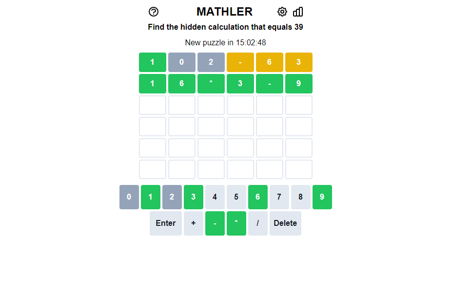 Math-based Wordle game Mathler