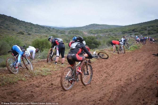 Backmarkers struggle through sticky mud during the early part of Stage 1 of the Cape Pioneer Trek on Monday. The 12km section of mud created havoc for most of the field.