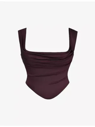 Una Corseted Stretch-Woven Top