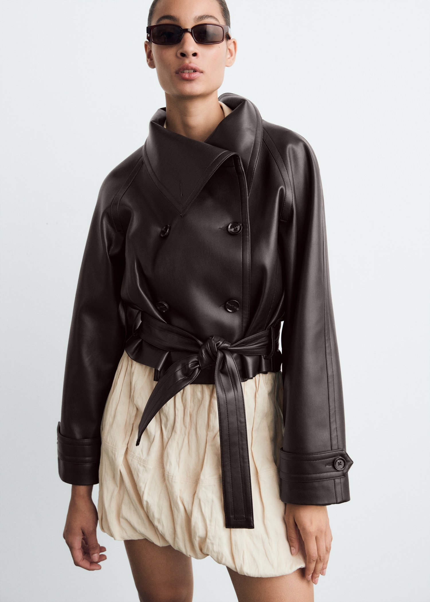 Maxi-Jacket With Leather-Effect Lapels - Women | Mango Usa