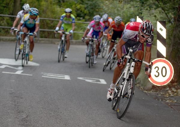 Philippe Gilbert (Silence-Lotto) attacks on the San Fermo Della Battaglia, the Giro di Lombardia's final climb.