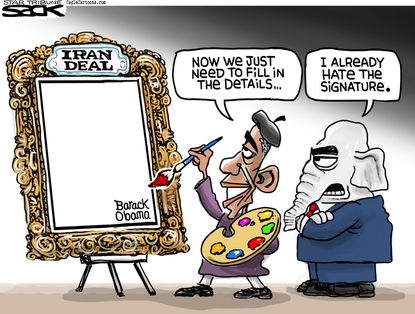 Obama cartoon U.S. GOP Iran deal