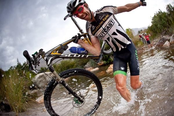 David George makes his way through a deep river crossing during stage 3 of the Cape Epic