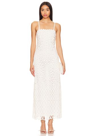 Elise White Lace Midi Dress