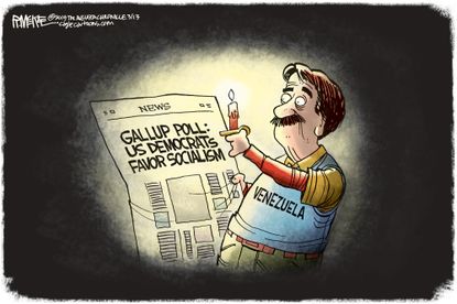Political&nbsp;Cartoon&nbsp;U.S. Trump Democrat Alexandria Ocasio Cortez Venezuela blackout power failure