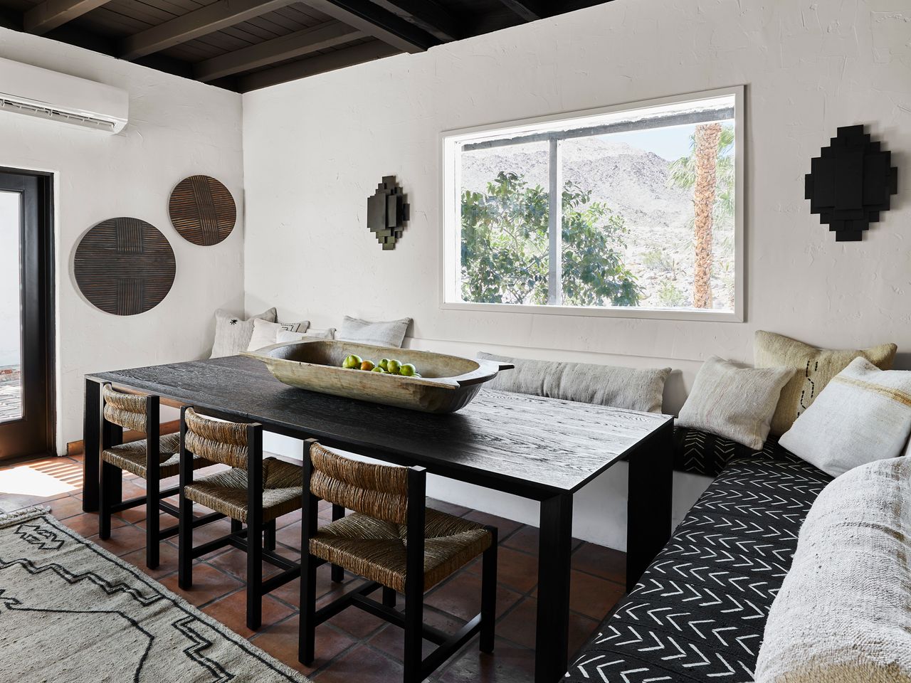 a rustic dining room