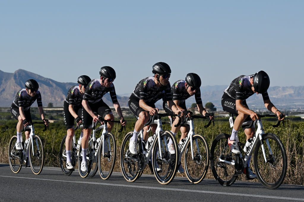 ORIHUELA SPAIN FEBRUARY 05 A general view of Gonzalo Arino of Spain Jose Maria Garcia of Spain Asier Pablo Gonzalez of Spain Pau Llaneras of Spain Jose Marin of Spain Joan Albert Riera of Spain Alvaro Sagrado of Spain and Team Illes Balears Arabay sprint during the 76th Volta a la Comunitat Valenciana 2025 Stage 1 a 343km stage from Orihuela to Orihuela on February 05 2025 in Orihuela Spain Photo by Szymon GruchalskiGetty Images