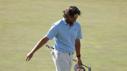 Tommy Fleetwood looks down after finishing T4th at The Open Championship at Royal Birkdale