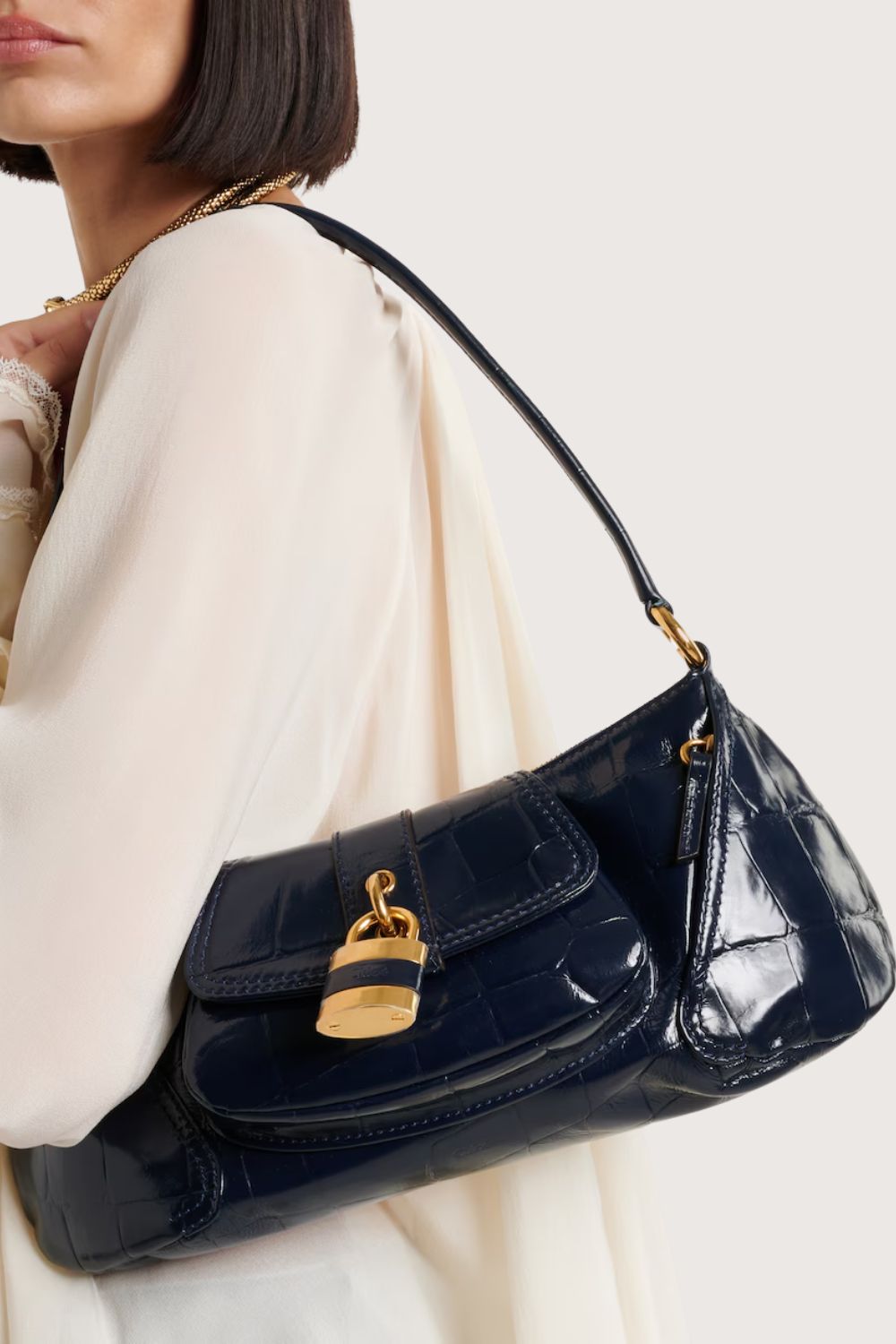 Chloé, Le 99 Small Croc-Effect Leather Shoulder Bag