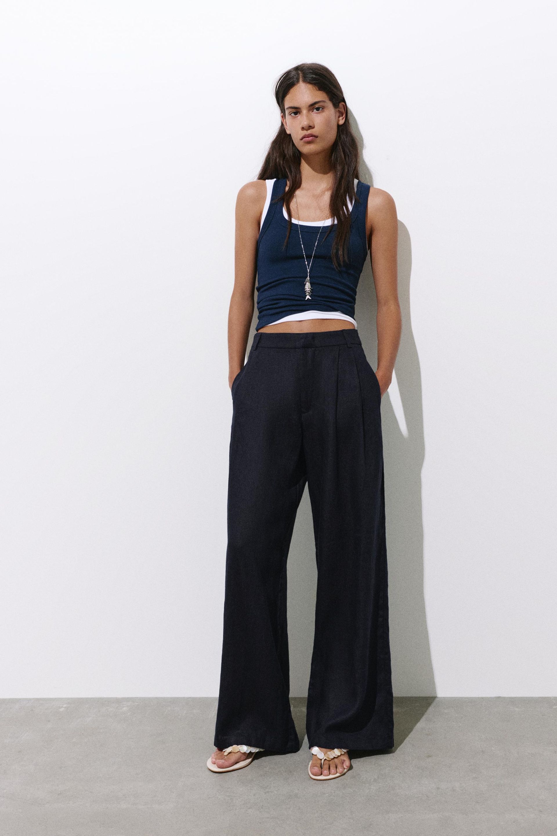 Wide-Leg 100% Linen Trousers