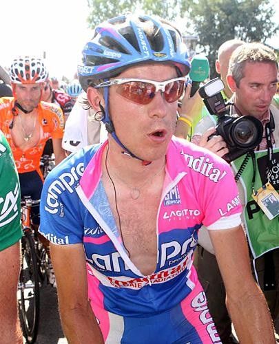 Damiano Cunego (Lampre-Fondital) after a long, hot day