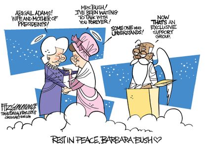 Editorial cartoon U.S. Barbara Bush Abigail Adams legacy first lady