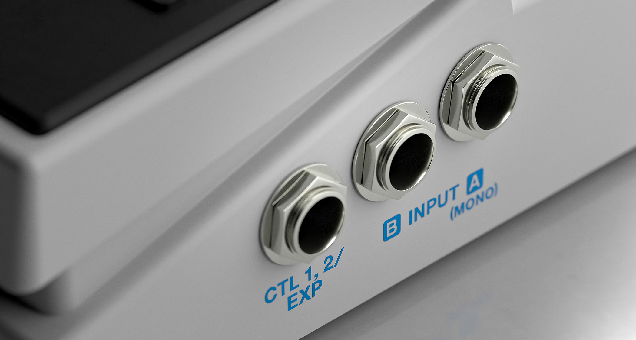 Boss PX-1 Plugout FX: the white compact series pedal has blue knobs, digital display, and is a platform for 16 digitally modelled Boss effects, one of which is available at a time.