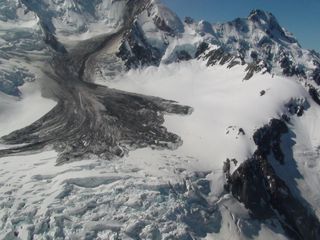 The Mount Dixon rockfall stopped near a glacier.