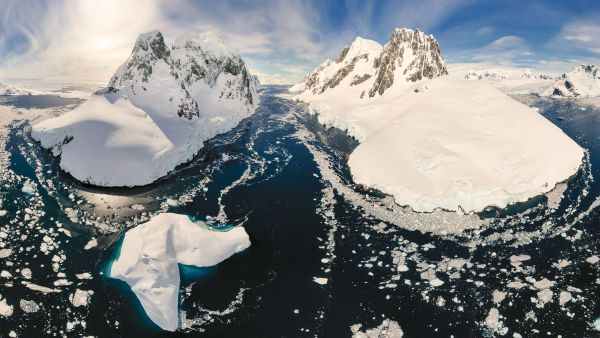 This iceberg-filled passage, Lemaire Channel, lies in the Southern Ocean.