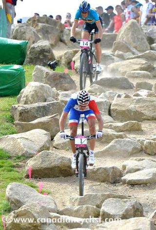 Medal contender Julien Absalon (France) suffered an early race puncture and pulled out of the race
